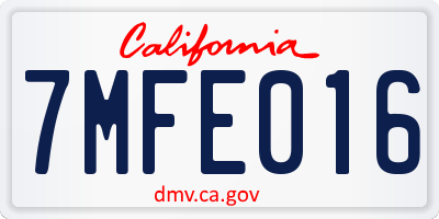 CA license plate 7MFE016