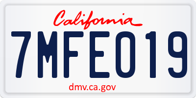 CA license plate 7MFE019