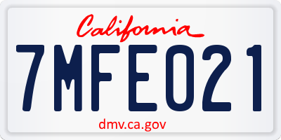 CA license plate 7MFE021