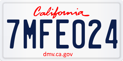 CA license plate 7MFE024