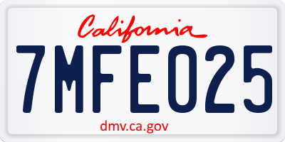 CA license plate 7MFE025