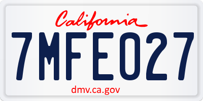 CA license plate 7MFE027