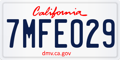 CA license plate 7MFE029