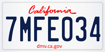 CA license plate 7MFE034