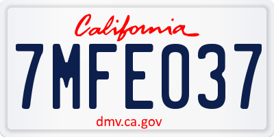 CA license plate 7MFE037