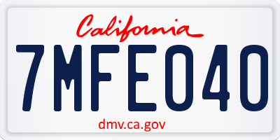 CA license plate 7MFE040