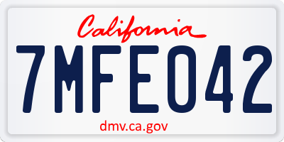 CA license plate 7MFE042