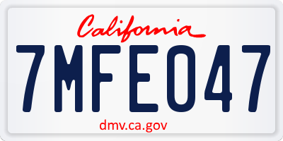 CA license plate 7MFE047