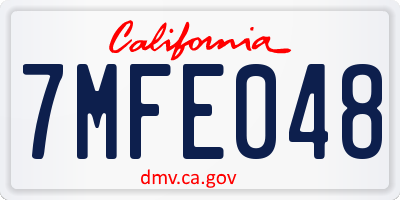 CA license plate 7MFE048