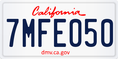 CA license plate 7MFE050
