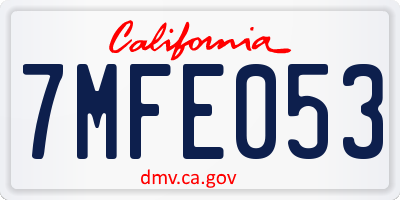 CA license plate 7MFE053