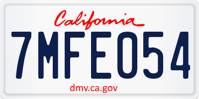CA license plate 7MFE054