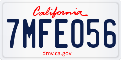 CA license plate 7MFE056