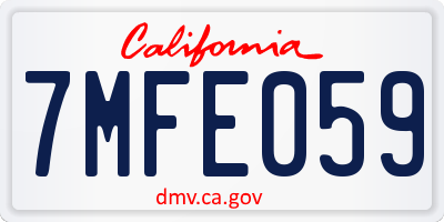 CA license plate 7MFE059