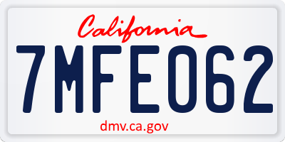 CA license plate 7MFE062