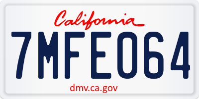 CA license plate 7MFE064
