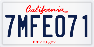 CA license plate 7MFE071
