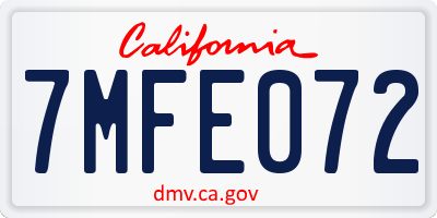 CA license plate 7MFE072