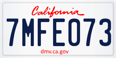 CA license plate 7MFE073