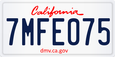 CA license plate 7MFE075