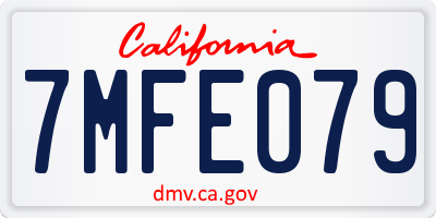 CA license plate 7MFE079