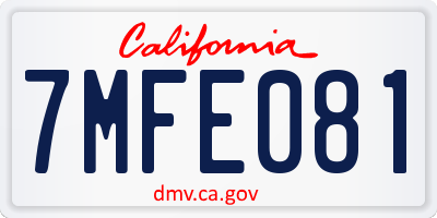 CA license plate 7MFE081