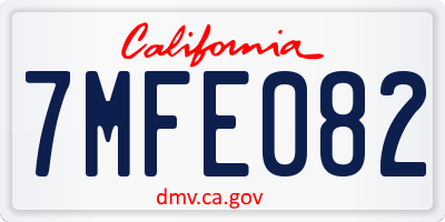 CA license plate 7MFE082