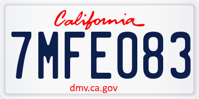 CA license plate 7MFE083