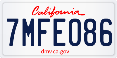 CA license plate 7MFE086