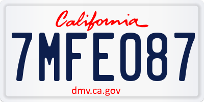 CA license plate 7MFE087