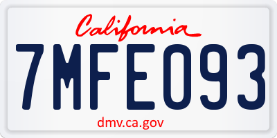 CA license plate 7MFE093