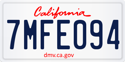 CA license plate 7MFE094