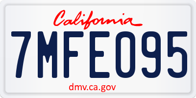 CA license plate 7MFE095