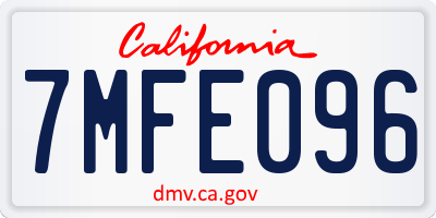 CA license plate 7MFE096