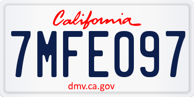 CA license plate 7MFE097