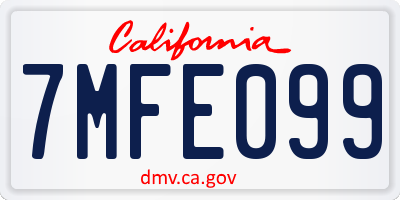 CA license plate 7MFE099