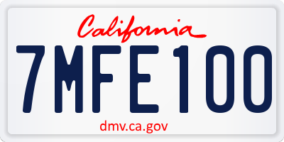 CA license plate 7MFE100