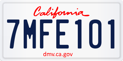 CA license plate 7MFE101