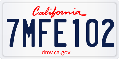 CA license plate 7MFE102