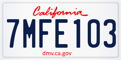 CA license plate 7MFE103