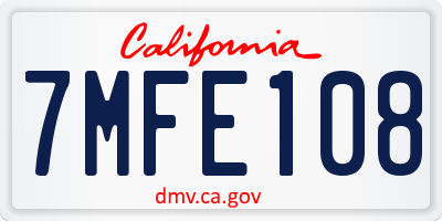 CA license plate 7MFE108