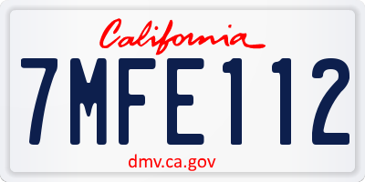 CA license plate 7MFE112