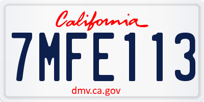 CA license plate 7MFE113
