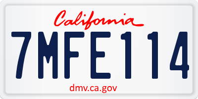 CA license plate 7MFE114