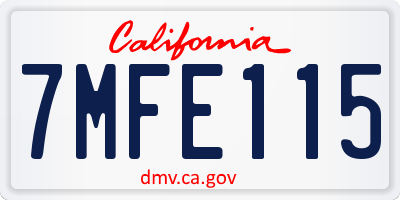 CA license plate 7MFE115