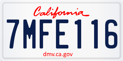 CA license plate 7MFE116