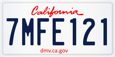 CA license plate 7MFE121