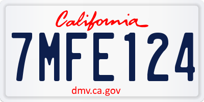 CA license plate 7MFE124