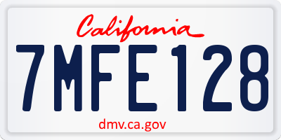 CA license plate 7MFE128