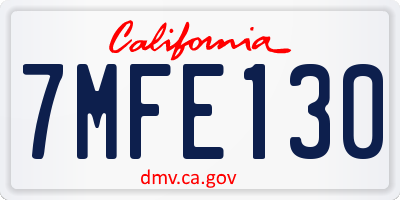 CA license plate 7MFE130